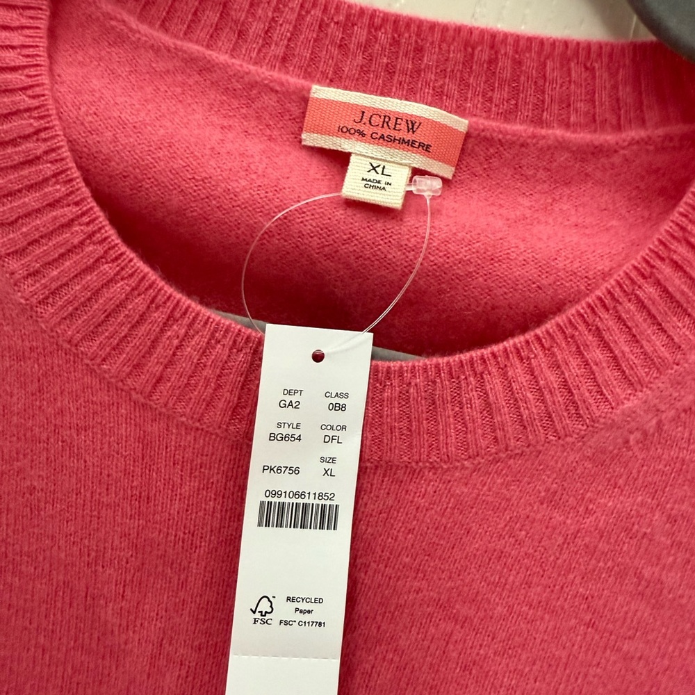 NWT J. Crew DARK Pink CASHMERE Crew Neck Sweater - Picture 4 of 7